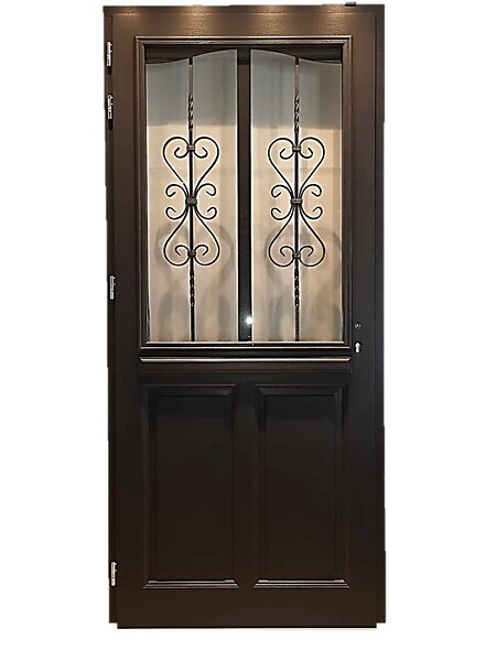 GD MENUISERIES - Porte d'entrée Bois Vitrée Sanna, H215 x L90 cm Côte Tableau, p.Droit (Poignée, Barillet ref 010403FP) - large