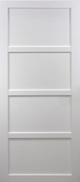 GD MENUISERIES - Porte Coulissante Tamera blanc 4 panneaux H204 x L83 cm, Rail Roulettes, Coquilles Noir - large