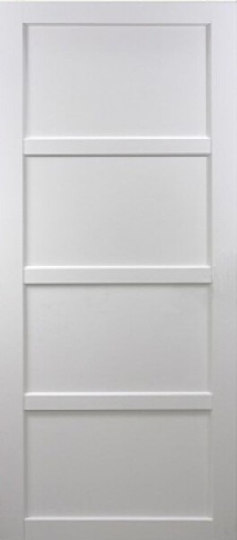 GD MENUISERIES - Porte Coulissante Tamera blanc 4 panneaux H204 x L83 cm, Rail Alu bandeau noir, Coquilles - large