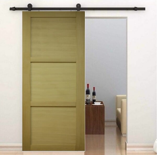 GD MENUISERIES - Porte Coulissante bois Ayous 3 Panneaux H204 x L73 cm, Rail roulettes, Coquilles - large