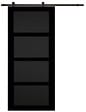 GD MENUISERIES - Porte Coulissante Telia noir 4 panneaux H204 x L73 cm, Rail roulettes - vignette