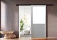 GD MENUISERIES - Porte Coulissante Atelier blanc H204 x L93 cm sans meneau, Rail Alu bandeau noir, Coquilles - vignette