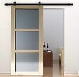 GD MENUISERIES - Porte Coulissante Ayous 3 Panneaux Gris Clair H204 x L73 cm, Rail Roulettes, Coquilles - vignette