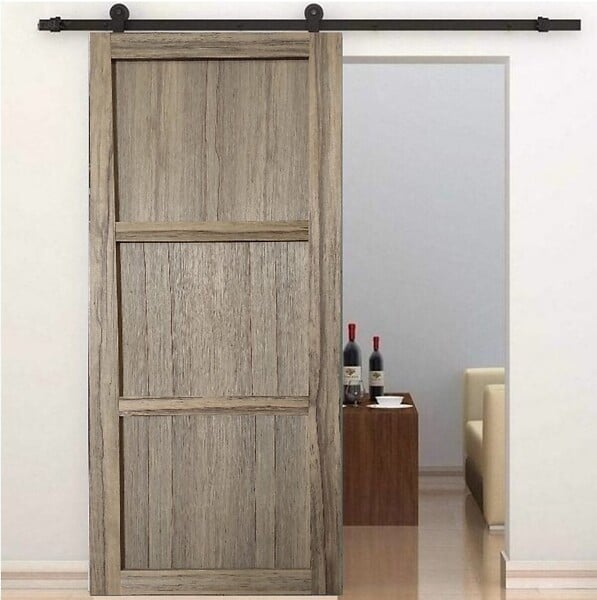 GD MENUISERIES - Porte Coulissante bois Frake 3 Panneaux H204 x L83 cm, rail roulette, coquilles - large