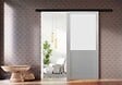 GD MENUISERIES - Porte Coulissante Athena blanc H204 x L83 cm, Rail Alu bandeau noir, Coquilles - vignette