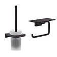 HANSGROHE - Hansgrohe AddStoris Set Brosse de toilette murale + Porte-papier toilette mural avec tablette, Noir mat (41752670-Addstoris) - vignette