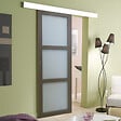 GD MENUISERIES - Porte Coulissante Gris Taupe RAL 7006 Vitrée H204 x L83 cm, Rail Alu, Coquilles - vignette