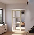 GD MENUISERIES - Porte Coulissante bois Ayous Vitrage transparent H204 x L73 cm, Rail Alu, Coquilles - vignette