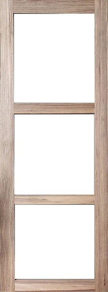 GD MENUISERIES - Porte Coulissante bois Frake Vitrage transparent H204 x L83 cm, rail alu bandeau blanc, coquilles - large