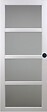 GD MENUISERIES - Porte Coulissante Tana Blanc Vitrée H204 x L83 cm, Rail Roulettes, Coquilles Noir - vignette