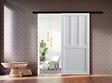 GD MENUISERIES - Porte Coulissante Atelier 2 panneaux blanc H204 x L83 cm, Rail Alu bandeau noir, Coquilles - vignette