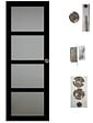 GD MENUISERIES - Porte Coulissante Telia Noir Vitrée H204 x L73 cm, serrure condamnation - vignette