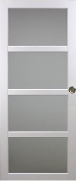 GD MENUISERIES - Porte Coulissante Tana blanc Vitrée H204 x L63 cm, Rail Alu bandeau blanc, Coquilles - large