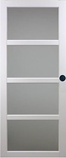 GD MENUISERIES - Porte Coulissante Tana Blanc Vitrée H204 x L93 cm, Rail roulettes, Coquilles Noir - large