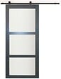 GD MENUISERIES - Porte Coulissante Blakeria Gris Anthr Vitrée H204 x L73 cm, Rail roulettes - vignette
