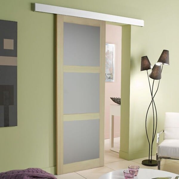 GD MENUISERIES - Porte Coulissante Ken chene 3 panneaux H204 x L83 cm - large