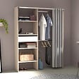 CONCEPT USINE - Dressing avec rideau, 4 étagères, 2 penderies et un tiroir bois et blanc BALI - vignette