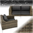 TECTAKE - Ensemble modulaire en rotin Villanova Aluminium Set 1, 2 places gris anthracite chiné - vignette