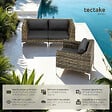 TECTAKE - Ensemble modulaire en rotin Villanova Aluminium Set 1, 2 places gris anthracite chiné - vignette