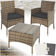 TECTAKE - Salon de jardin LUCERNE 2 places avec 2 sets de housses marron naturel - vignette