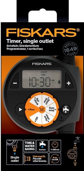 FISKARS - Programmateur d'arrosage - 1 sortie - Fonctionnement à piles - large