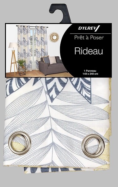 DYLREV - Rideau Lourd imprimé fantaisie 140x240 gris - large