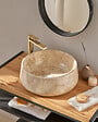 MG VALENCI - Vasque en marbre naturel   FLORES cream   40x40x15 cm - vignette
