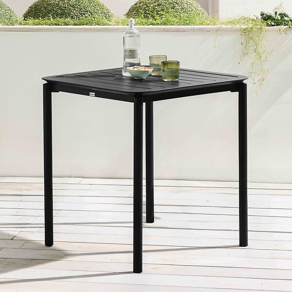 OVIALA - Table carrée de terrasse (70x70cm) noire - Almada - large