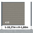 DECKLINEA - Kit Clôture Composite RIO Platines 18x1,8m - Bois composite & Aluminium - Poteaux sur Platines Gris - Brise vue - vignette
