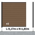DECKLINEA - Kit Clôture Composite RIO Bronze 9x1,8m - Bois composite & Aluminium - Poteaux sur Platines Noir - Brise vue - vignette