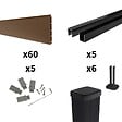 DECKLINEA - Kit Clôture Composite RIO Bronze 9x1,8m - Bois composite & Aluminium - Poteaux sur Platines Noir - Brise vue - vignette