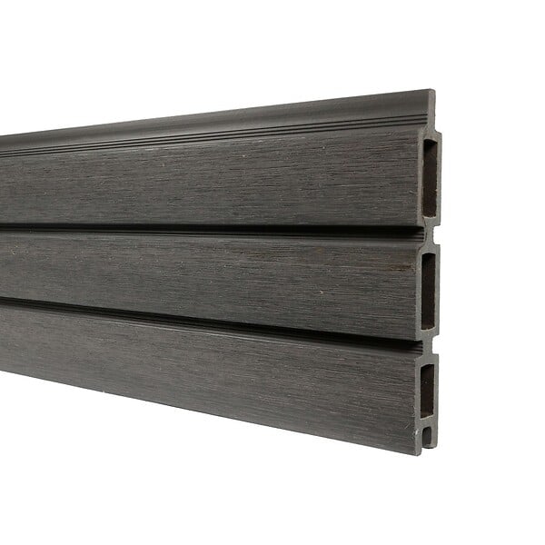 DECKLINEA - Kit Clôture Composite SANTOS Ardoise 5,5x1,8m - Bois composite & Aluminium - Poteaux sur Platines Gris - Brise vue - Palissade - large