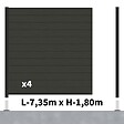 DECKLINEA - Kit Clôture Composite RIO Anthracite 7,5x1,8m - Bois composite & Aluminium - Poteaux sur Platines Noir - Brise vue - vignette