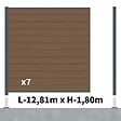 DECKLINEA - Kit Clôture Composite RIO Bronze 13x1,8m - Bois composite & Aluminium - Poteaux sur Platines Gris - Brise vue - vignette