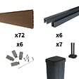 DECKLINEA - Kit Clôture Composite RIO Bronze 11x1,8m - Bois composite & Aluminium - Poteaux sur Platines Gris - Brise vue - vignette