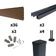 DECKLINEA - Kit Clôture Composite RIO Bronze 5,5x1,8m - Bois composite & Aluminium - Poteaux sur Platines Gris - Brise vue - vignette