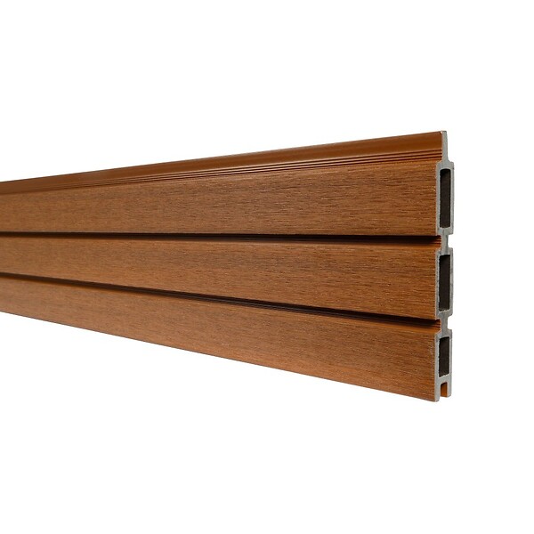 DECKLINEA - Kit Clôture Composite SANTOS Teck 5,5x1,8m - Bois composite & Aluminium - Poteaux sur Platines Gris - Brise vue - Palissade - large