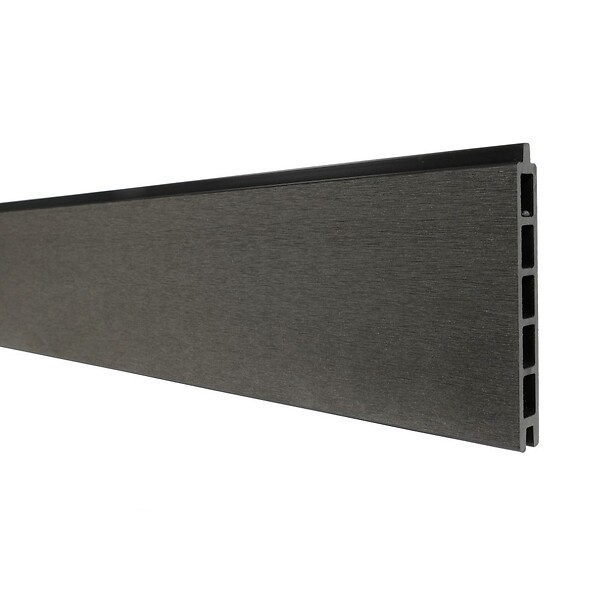DECKLINEA - Kit Clôture Composite RIO Anthracite 9x1,8m - Bois composite & Aluminium - Poteaux sur Platines Noir - Brise vue - large