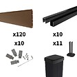 DECKLINEA - Kit Clôture Composite RIO Bronze 18x1,8m - Bois composite & Aluminium - Poteaux sur Platines Noir - Brise vue - vignette