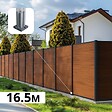 DECKLINEA - Kit Clôture Composite SANTOS Teck 16,5x1,8m - Bois composite & Aluminium - Poteaux sur Platines Gris - Brise vue - Palissade - vignette