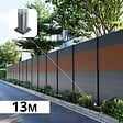 DECKLINEA - Kit Clôture Aluminium BAHIA & CRUZ Teck 12,85x1,8m - Aluminium et bois composite - Poteaux sur Platines gris - Brise vue - Palissade - vignette