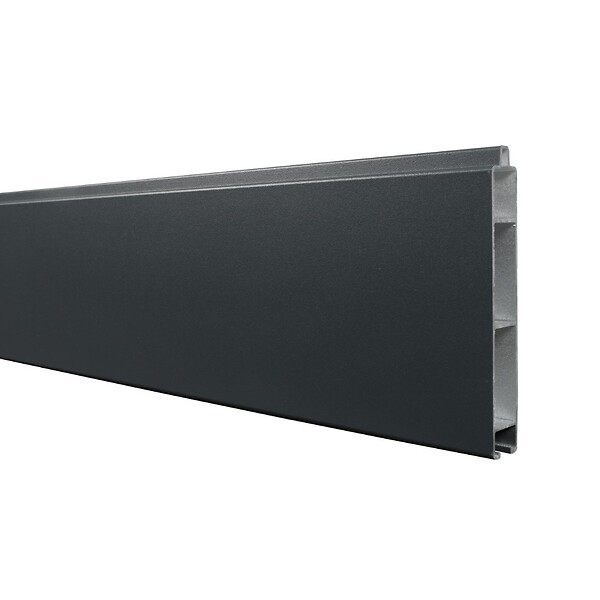 DECKLINEA - Kit Clôture Aluminium BAHIA & CRUZ Teck 12,85x1,8m - Aluminium et bois composite - Poteaux sur Platines gris - Brise vue - Palissade - large