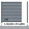DECKLINEA - Kit Clôture Ajourée Aluminium OLINDA Anthracite 18,33x1,8m Poteaux sur Platines - Dimension des Lames : 21x100x1780 mm - Brise vue - Palissade - vignette