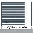 DECKLINEA - Kit Clôture Ajourée Aluminium OLINDA Anthracite 5,5x1,8m Poteaux sur Platines - Dimension des Lames : 21x100x1780 mm - Brise vue - Palissade - vignette