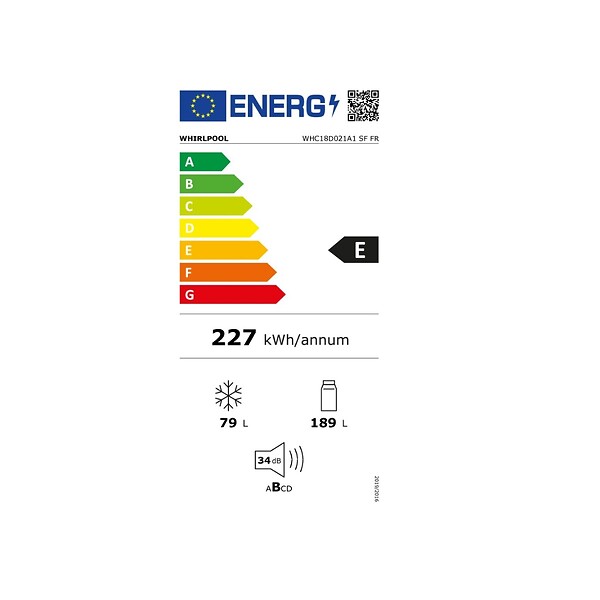 WHIRLPOOL - réfigérateur combiné intégrable à glissières 268l statique - WHC18D021A1SFFR - large