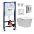 GROHE - Pack WC bâti support Solido 113cm + Cuvette SAT rimless fixations invisibles + Abattant softclose + Plaque chrome (ArenaSat) - vignette