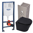 GROHE - Grohe Pack WC Bâti-support Rapid SL + Cuvette SAT Infinitio noire mat + Abattant frein de chute + Plaque Chrome + Set habillage - vignette