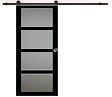 GD MENUISERIES - Porte Coulissante Telia Noir Vitrée H204 x L73 cm, Rail roulettes, Coquilles - vignette