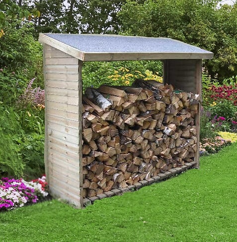 HABRITA - Abri de jardin range-bûches - Bois - 2 stères - 1.22m2 - large