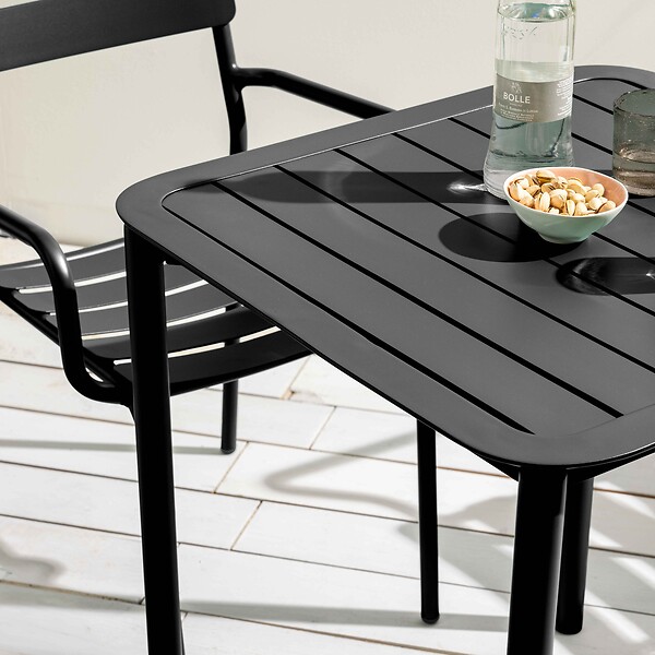 OVIALA - Table carrée de terrasse (70x70cm) noire - Almada - large